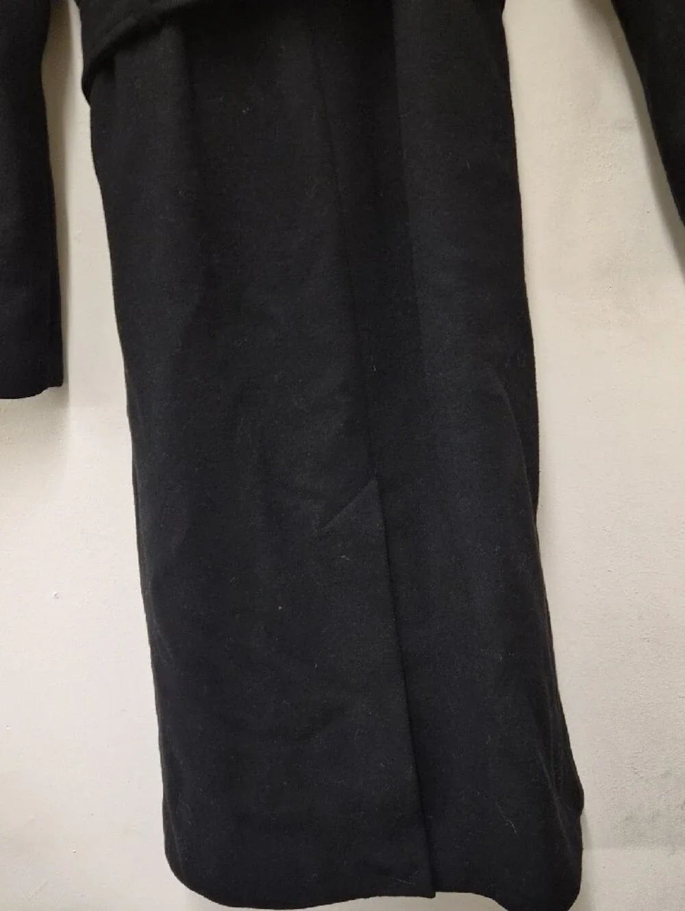 kate spade Black Long Wool Belted Trench Coat Size XXS